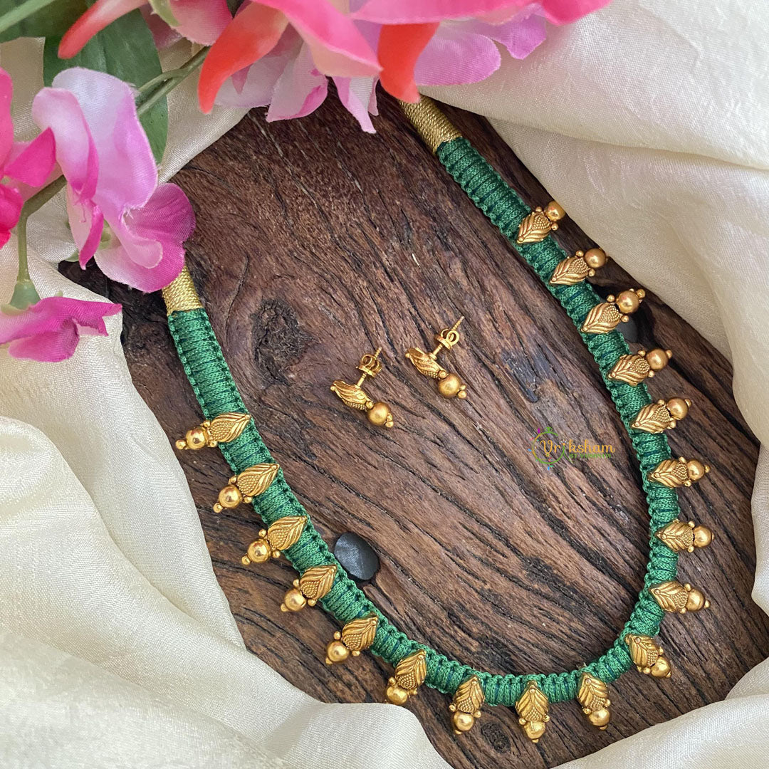 Antique Look Alike Green Thread Neckpiece-G15065