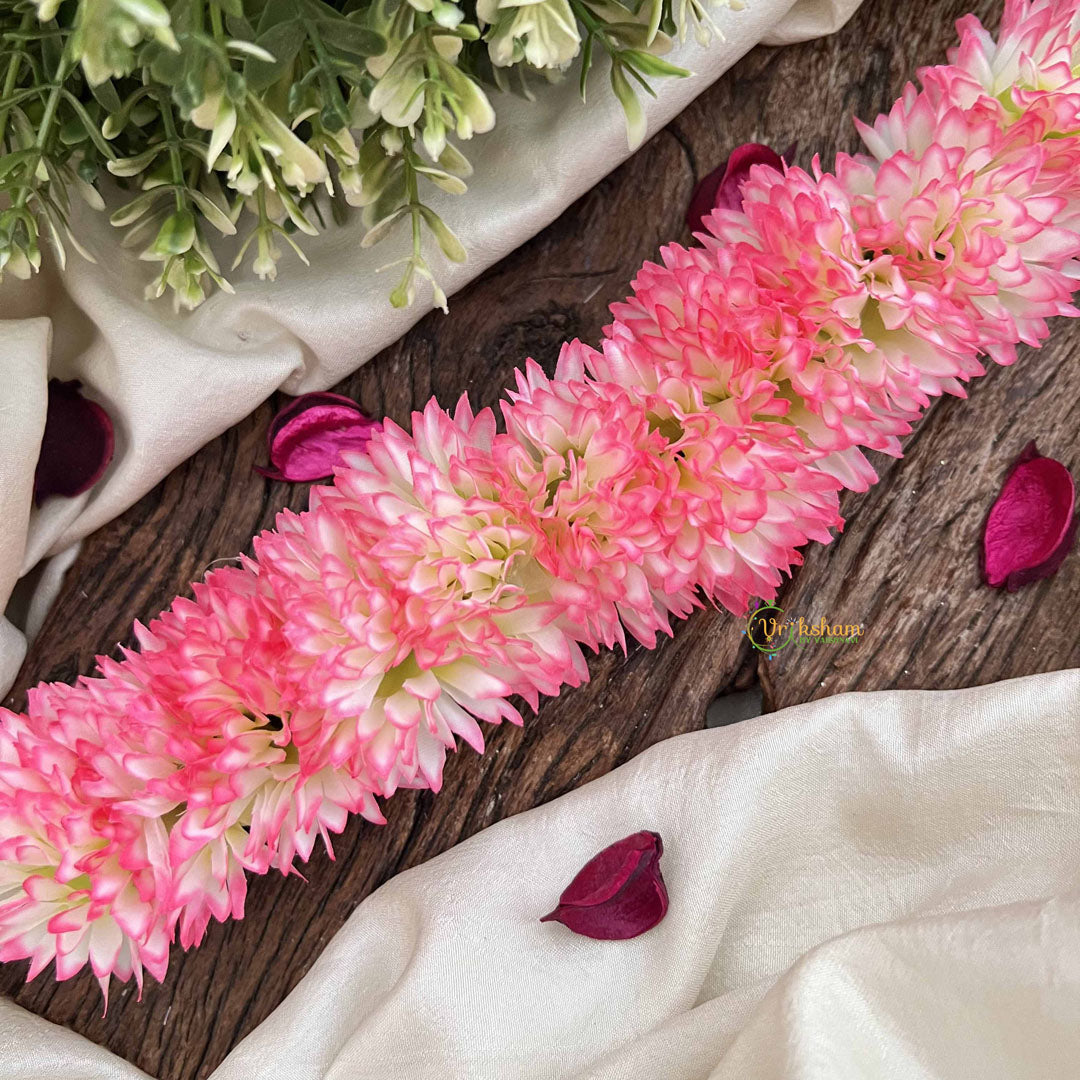 Vriksham Soft Pink Style Artificial Gajra With Pearls Coted Flower Accessories-H1187