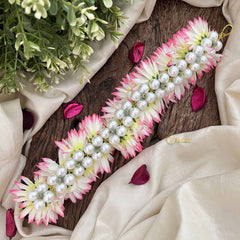 Vriksham Soft Pink Style Artificial Gajra With Pearls Coted Flower Accessories-H1187