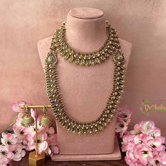 Vriksham Bridal Lakshmi Coin Style Peacock Bridal Set-Red Green-G21041