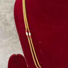 Premium 2 Layer Gold Look Alike Daily Wear Chain-Coral-Rice Pearl-G13254