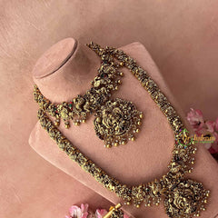 Vriksham Royal Lakshmi Antique Gold Finish Bridal Set-Gold Bead & Pearls-G21046