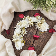 Vriksham Ivory & Gold  Artificial Gajra With Glitter Accents Flower Accessories-H1190