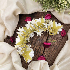 Vriksham Ivory & Gold  Artificial Gajra With Glitter Accents Flower Accessories-H1190