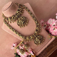 Vriksham Royal Lakshmi Antique Gold Finish Bridal Set-Gold Bead & Pearls-G21046