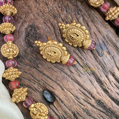 Gold Beaded with Maroon Bead Mala-G15044