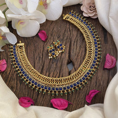 Vriksham Jalebi Style Blue Short Neckpiece-G16537