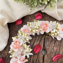 Vriksham Pastel Pink Rose Style Artificial Gajra With Buds Flower Accessories-H1196