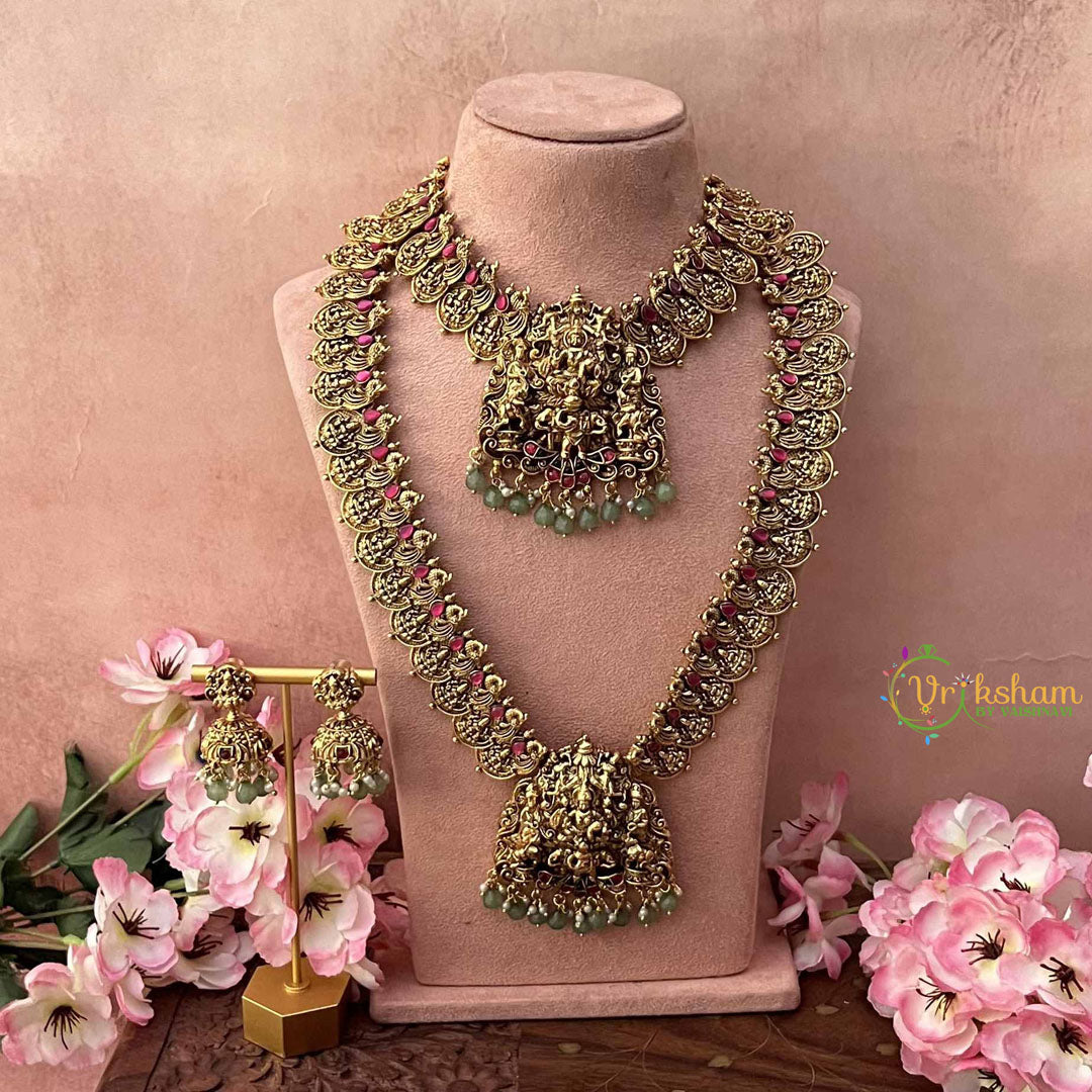 Vriksham Antique Goddess Motif Temple Premium Bridal Set-G21045