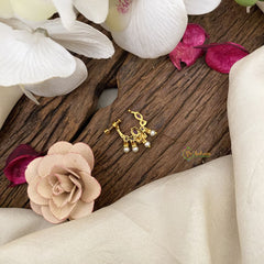 Vriksham Golden Naths/Nose pin-Pearl-Red-G17505