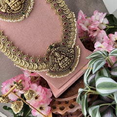Vriksham Lakshmi coin and Pendant Temple Bridal Set-G18661