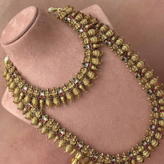 Vriksham Antique Goddess Lakshmi Motif & Manga Temple Bridal Set-G21050