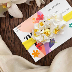 Vriksham Crimson Yellow & White Lily Multi-Petal Elastic Hair Band Flower Accessories-KH1357