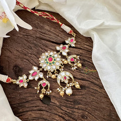 Elegant Jadau Kundan Floral Pendant Choker-J2384