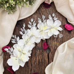 Vriksham White Floral Crysttal Beads Gajra Flower Accessories-H1206