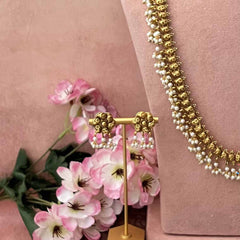 Vriksham Minimalist Gold Plated Peacock Guttapusalu  Bridal Set-Pearls-G21061