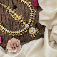 Vriksham Elegant White Stone Floral Style Double Side Maang Tikka-Gold Bead-G19505