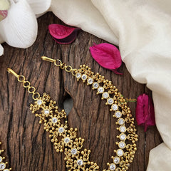 Vriksham Elegant White Stone Floral Style Double Side Maang Tikka-Gold Bead-G19505