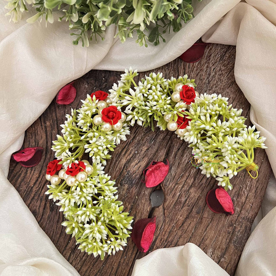 Vriksham Artificial Jasmine Style Floral Pearls Gajra Flower Accessories-H1212