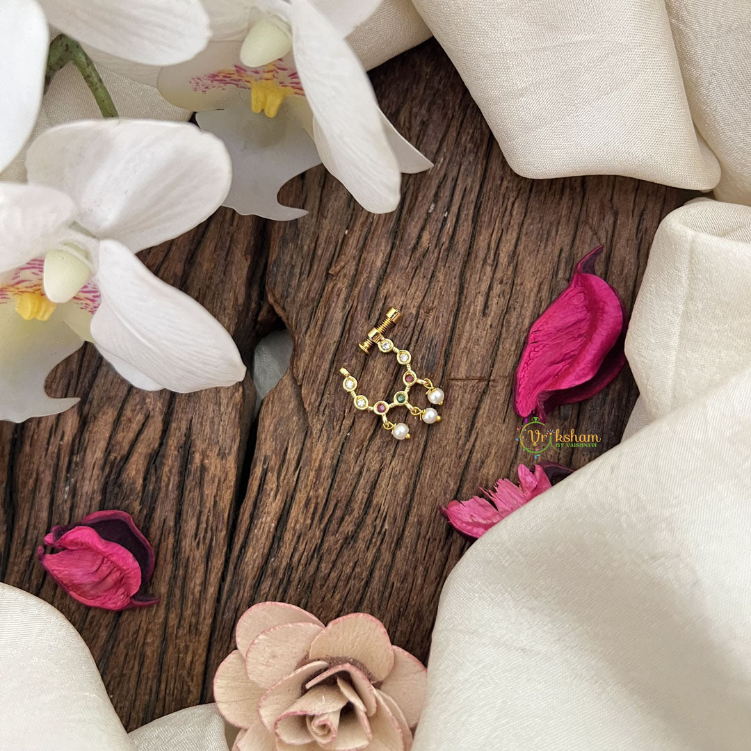 Vriksham unique Multi Color Stone Naths/Nose pin-Pearl-G18670