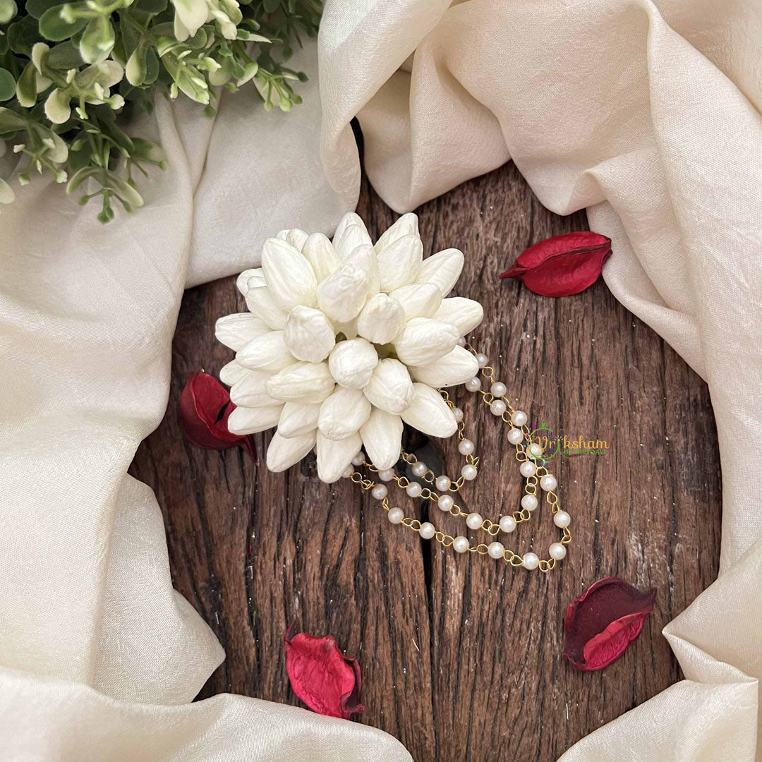 Vriksham Classic Jasmine Mogra Hair Clip With 3 Pearls Line-H1227