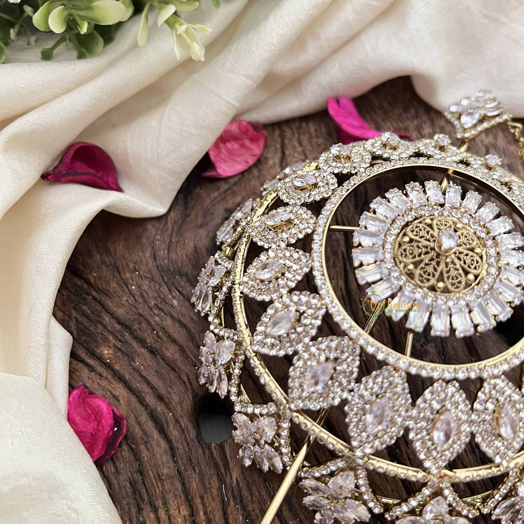 Vriksham Elegant Floral Crystal With Pearl Coted  Design Hair Bun Cage Accessory-H1223