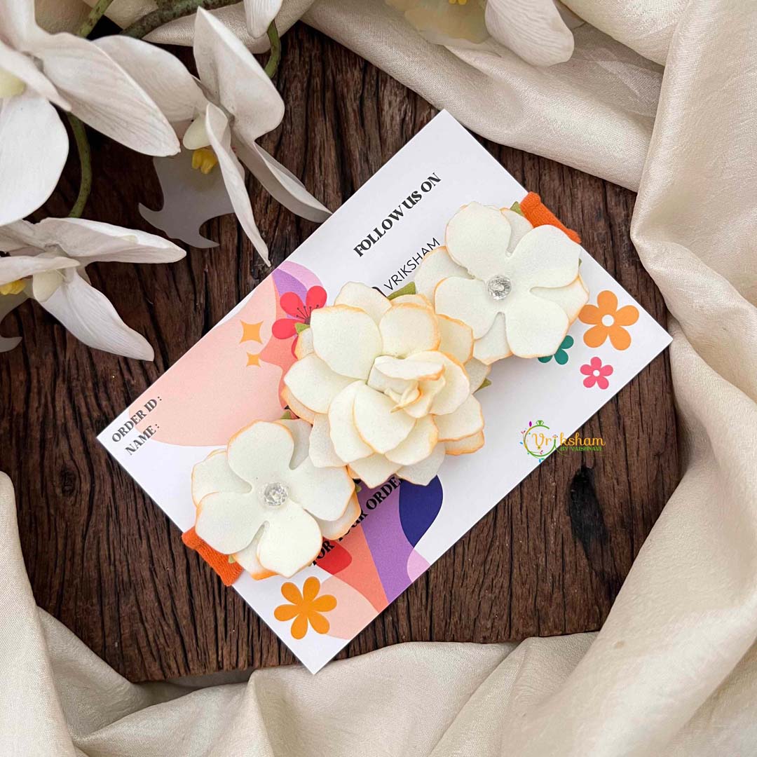 Vriksham White Sunshine Trio Layered Floral Headband Flower Accessories-KH1380