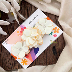 Vriksham White Sunshine Trio Layered Floral Headband Flower Accessories-KH1380