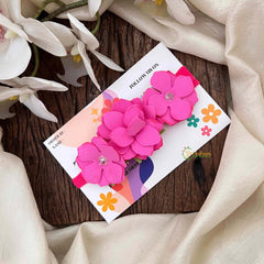 Vriksham Deep Pink Sunshine Trio Layered Floral Headband Flower Accessories-KH1384