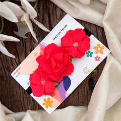 Vriksham Red Sunshine Trio Layered Floral Headband Flower Accessories-KH1382