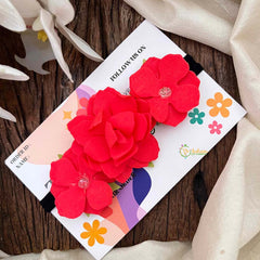 Vriksham Red Sunshine Trio Layered Floral Headband Flower Accessories-KH1382