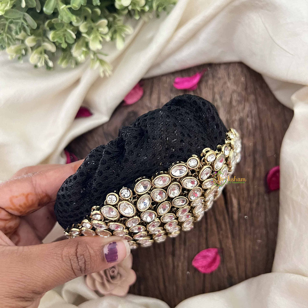 Vriksham Bridal Pear Crystal Design Gold Tone Hair Bun Cage Accessory-H1224