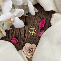 Vriksham Designer Square Naths/Nose pin-Red White & Green-Pearl-G18683