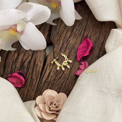 Vriksham Designer Square Naths/Nose pin-Red White-Pearl-G18682