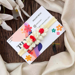 Vriksham Red and White Jasmine Flower Baby Headband Flower Accessories-KH1387
