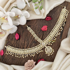 Vriksham Designer Bridal Floral Style Double Side Maang Tikka-White-Pearl-G19512