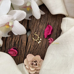 Vriksham Seven Flower Style Naths/Nose pin-Red White & Green-Pearl-G18726