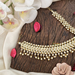 Vriksham Designer Bridal Floral Style Double Side Maang Tikka-White-Pearl-G19512