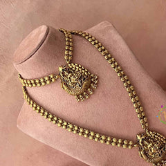 Vriksham Golden Floral Kasu Mala With Peacock Lakshmi Pendant Bridal Set-G21058