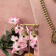 Vriksham Golden Floral Kasu Mala With Peacock Lakshmi Pendant Bridal Set-G21058