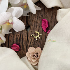 Vriksham unique Flower Naths/Nose pin-Red White-Pearl-G18674