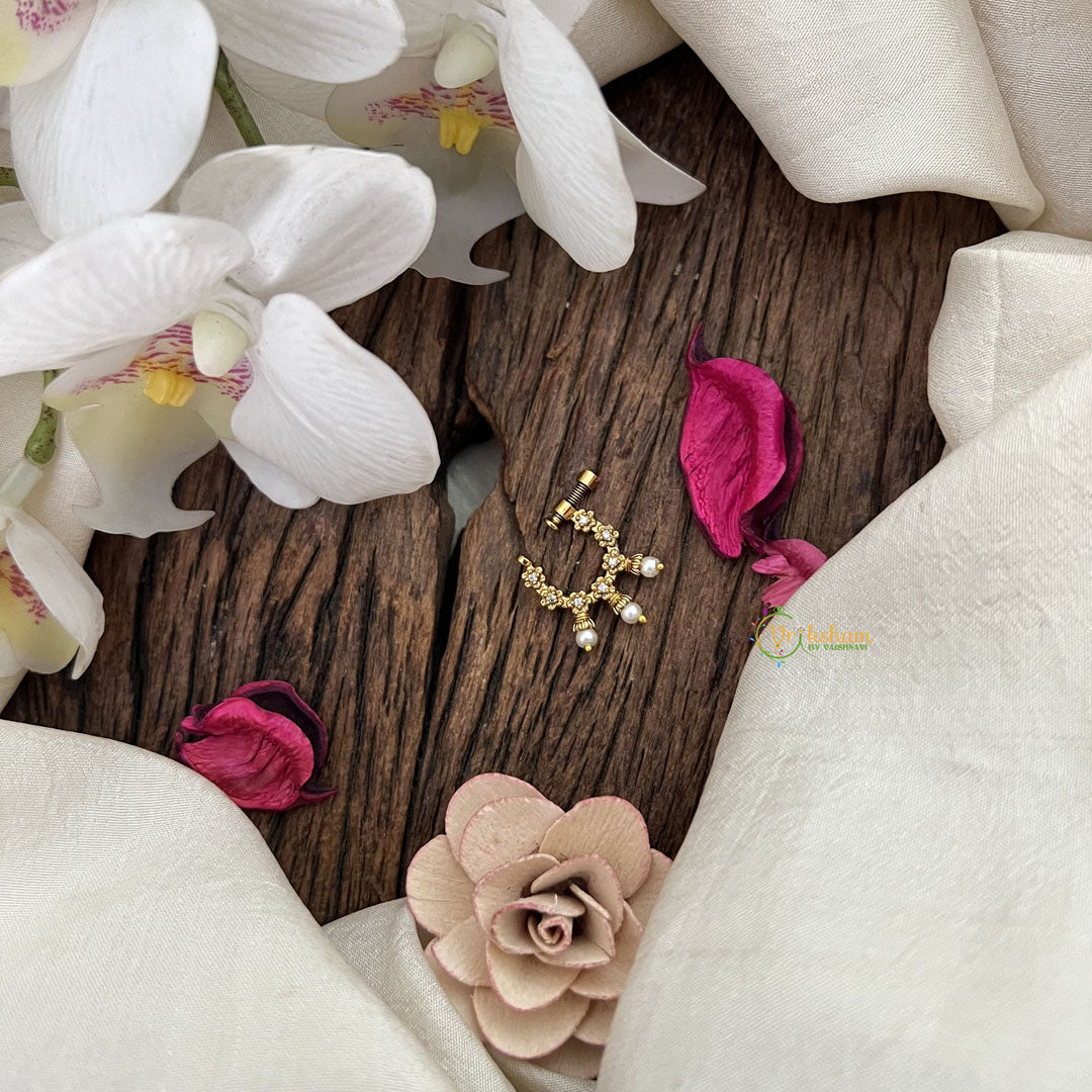 Vriksham unique Flower Naths/Nose pin-White-Pearl-G18675