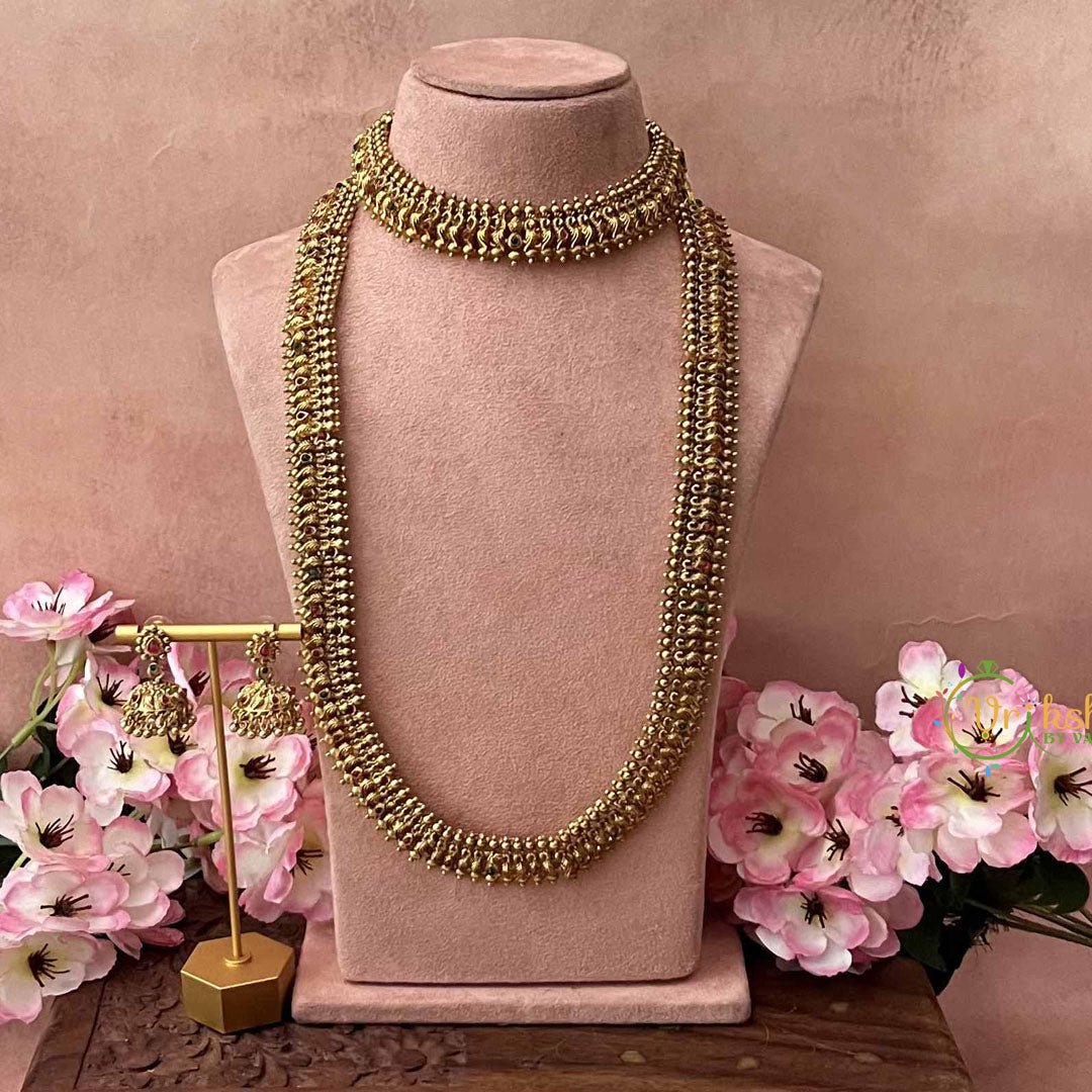 Vriksham Classic Look Gold Plated Traditional South Indian Kasu Mala Bridal Set-G21062