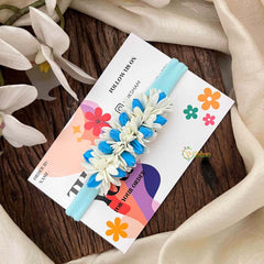Vriksham Blue And White Jasmine Flower Baby Headband Flower Accessories-KH1392