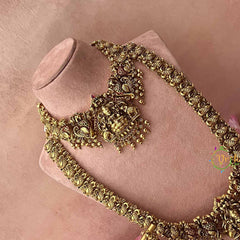 Vriksham Golden Look Peacock Nakshi With Lakshmi Bridal Set-Gold Bead-G21054