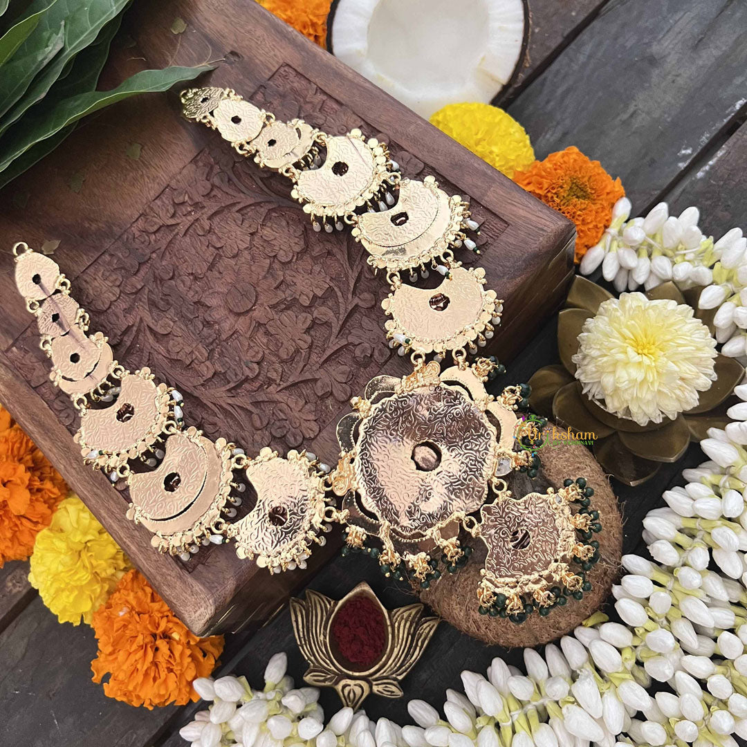 Vriksham Divine Lakshmi Temple Half Moon Style 1 gm Gold Neckpiece-G20299