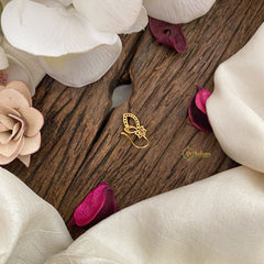 Vriksham Floral Leaf AD Stone Nath/Nose pin-Red-G17376