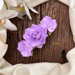 Vriksham Handmade Lavender Rose Hair Clip Flower Accessories-KH1344