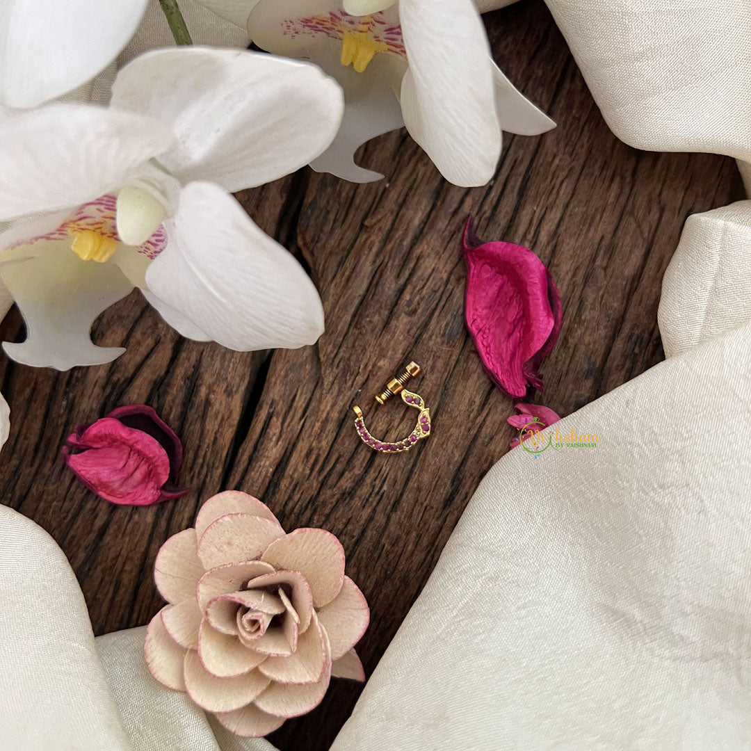 Vriksham Designer Naths/Nose pin-Red-G18708