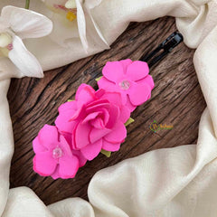 Vriksham Handmade Deep Pink  Rose Hair Clip Flower Accessories-KH1347